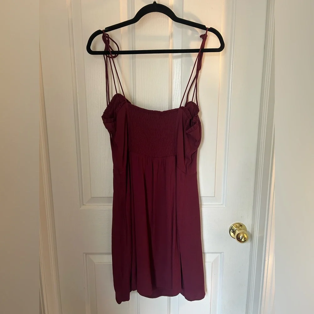NWT Aritzia Wilfred Fable Sweetheart top Dress Spiced Burgundy Size 12 - Picture 7 of 9